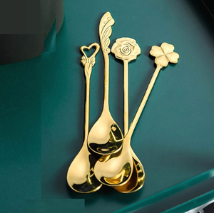 Meilleure vente de couverts en métal à manche fini or rose Couverts en métal à l'aspect moderne Couverts en acier Cuillère à servir les légumes Couteau à miroir - Product Image 5