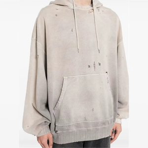 Collection d'hiver tendance, sweat-shirt oversize délavé pour homme, streetwear unisexe, uni, option de logo personnalisé, acheteurs en gros - Product Image 2