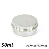 Boîtes en aluminium de qualité alimentaire supérieure 50g/60g/120g avec couvercle à vis argenté, logo personnalisé, livraison rapide, pour crème pour le visage, cosmétiques, cire, bonbons
