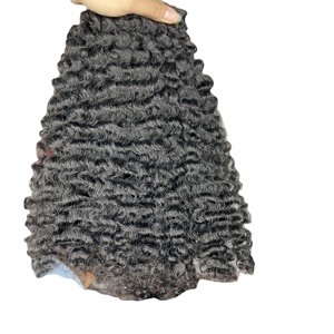 Mechones de cabello humano brasileño para mujeres negras, cabello rizado birmano sin procesar, Color negro, venta al por mayor, 10A - Product Image 2