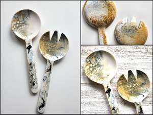 Directly India Best Quality Handcrafted Resin <b>Fork</b> Spoon Highly Polished Wooden Utensils Kitchen Serving Custom Logo Home Hotel - Product Image 3