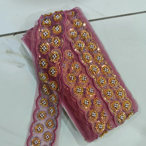 ผ้าลูกไม้ลูกปัดปรับแต่งได้งานปักทำด้วยมือบนผ้าตาข่ายผ้าบางเนื้อละเอียดและปักเลื่อมสำหรับแฟชั่นชุดราตรีและไฮท์ - Product Image 1