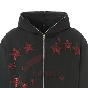 เสื้อฮู้ดแขนยาวซิปพลอยเทียมเสื้อฮู้ดผ้าฝ้ายระบายอากาศมีซิปเสื้อผ้าแฟชั่นง่ายสำหรับผู้ใหญ่ - Product Image 4