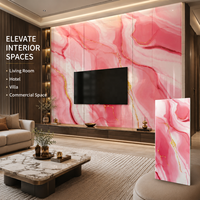 Panneau décoratif en PVC brillant MORLENX, imitation marbre veiné rose, blanc et or, pour salon de beauté, villa, mur d'accentuation