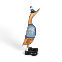 Peinture de canard en bois en gros décoration de maison ou de jardin, figurine d'animal canard racine de bambou avec peinture à la main personnalisée