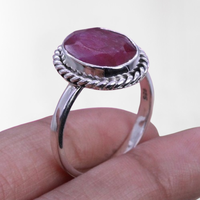 Bague de fiançailles et de mariage en argent sterling 925 avec rubis rouge taille poire, faite à la main, plaquée rhodium, bijou rotatif, meilleur design, naturel