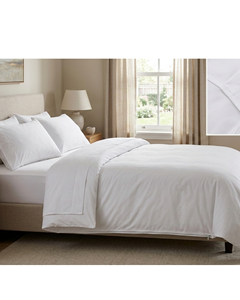 Juego de Ropa de Cama de Percal 100% Algodón, Calidad de Hotel de Lujo, Transpirable, Suave, Funda de Edredón Blanca, Juego de Sábanas, ESTÁNDAR OEKO-TEX - Product Image 1