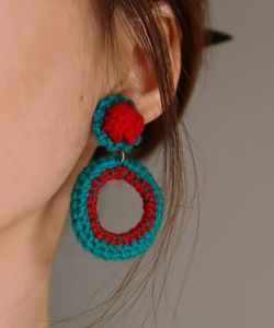 Pendientes Boho de Ganchillo Personalizados, Joyas Hechas a Mano con Hilo Grueso, Flor Bohemia, Pendientes Colgantes en Miniatura, Regalo - Product Image 2