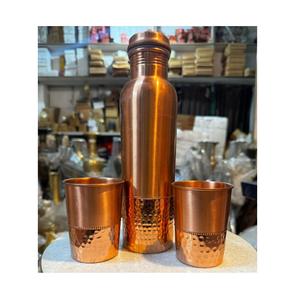 Élégant combo bouteille en cuivre et verre pour un usage quotidien bureau voyage hydratation écologique Ayurveda guérison et panier cadeau - Product Image 6