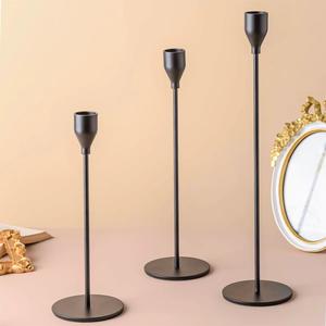 Vente chaude Vintage Moderne Creative Design Fil De Fer En Métal Bougeoir Avec Base En Métal Bougie Pilier Stand Noir Enduit - Product Image 3