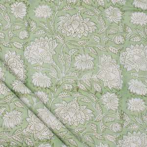 Tela de Algodón Orgánico Verde Oliva con Estampado Floral a Mano, 280 g/m², Popelina Tejida, Suave y Transpirable para Textiles del Hogar, Hilo Peinado - Product Image 3