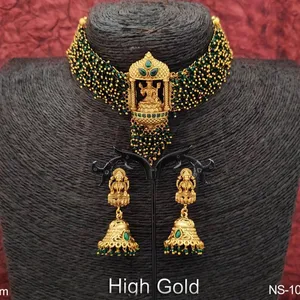 Temple <b>Jewellery</b> High Gold Plated Fancy Style Temple Necklace Set - Product Image 1
