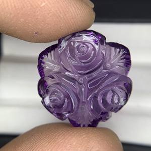 หินอเมทิสต์แกะสลักรูปทรงดอกไม้ที่หายากคุณภาพสูงสำหรับเครื่องประดับหลายชิ้นใช้แกะสลักพลอยเป็นผลิตภัณฑ์จำนวนมาก - Product Image 6