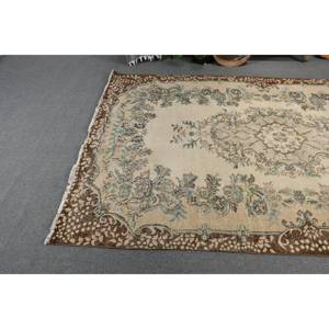 พรมตุรกีวินเทจคลาสสิกสีเบจสีน้ำตาล5.9 x 9.5ft พื้นที่ขนาดใหญ่ขนสัตว์เย็บปะติดปะต่อกันด้วยยางรองสำหรับห้องโถงหรือห้องนอน - Product Image 3