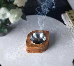 Quemador de Incienso Madkhan con Incrustaciones de Madera de Acacia Hecho a Mano, Diseño Árabe para Uso Religioso con Bakhoor, Ecológico y Sostenible - Product Image 1