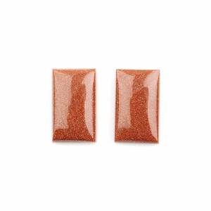 High Quality 12x20mm Smooth Rectangle Brown Goldstone Quartz Cabochon Natural Flatback Loose Gemstone for Jewelry <b>Earring</b> Making - Product Image 4