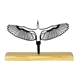 Bereit zu fliegen Adler Metall Skulptur Metall Adler Prunkstück auf Holz Basis Draht Kunst Design für Zuhause und Tisch dekorativ