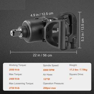 Clé à chocs pneumatique à double marteau de 1 pouce, 6000 tr/min, couple de rupture de 2730 pi-lbs, clés pneumatiques OEM personnalisables - Product Image 3