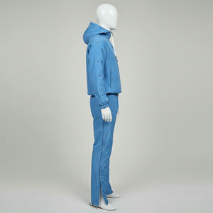 Conjunto Deportivo Informal Holgado Unisex con Bolsillos Laterales y Pantalones Acampanados de Nailon para Hombre - Product Image 4