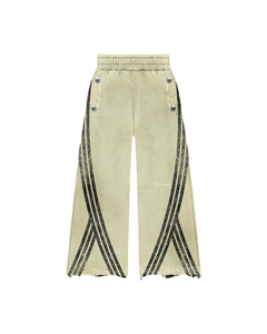 2025 algodón francés Terry serigrafía sudaderas con capucha pantalones acampanados con paneles ropa de calle lavado ácido chándales de hombre transpirables - Product Image 4