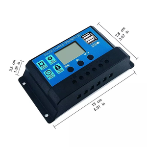 Contrôleur solaire HOULI YJSS-10A bleu 12V/24V avec suivi automatique des paramètres PWM, affichage LCD et double port USB - Product Image 2