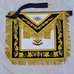 Tabliers maçonniques personnalisés de haute qualité, écologiques, broderie Master Blue Lodge, bleu royal, en cuir véritable/velours - Product Image 1