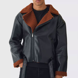 Livraison rapide Grande personnalité Street Wear Veste en cuir de motard pour hommes Veste en cuir Sherpa pour hommes de haute qualité fabriquée en usine - Product Image 1