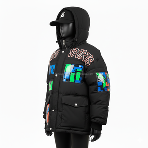 Chaqueta acolchada para mujer, 380 GSM, tela de poliéster, diseño de panel de bloque de color con logotipo personalizado, chaqueta acolchada para mujer - Product Image 4