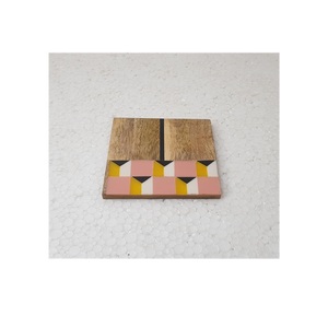 Luxury Design Eco-Friendly Epoxy Resin Acacia Wood <b>Coaster</b> <b>Set</b> of 4 Handmade Drink Tea <b>Coasters</b> with Customized Packaging India - Product Image 2