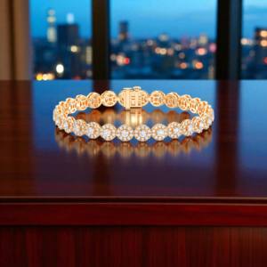 สร้อยข้อมือเพชรโมอิส6.50กะรัตประดับอัญมณีสีทองลายดอกไม้สุดหรูทำ925เงินสเตอร์ลิง - Product Image 3