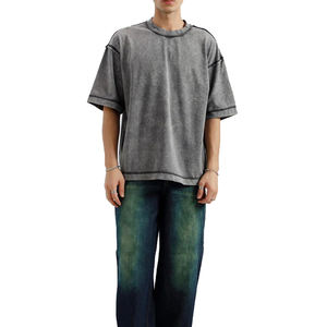 T-shirts d'été surdimensionnés en coton épais de couleur personnalisée pour hommes T-shirt vintage à manches courtes T-shirts de vie décontractés pour hommes et femmes - Product Image 4