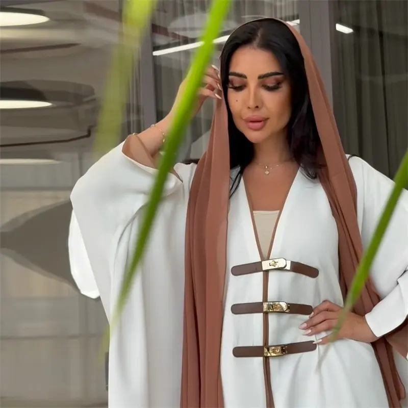 أبيض أسود طقم هدايا للمسلمات أرواب فاخرة خمار رمضان عباية حجاب من قطعتين دبي الأكثر مبيعًا فستان صلاة الرموز للنساء