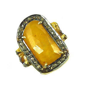 "Yellow Rose Gold Plated Fashion Trendy <b>Adjustable</b> Inlay <b>Silver</b> <b>Ring</b> for Women" - Product Image 1