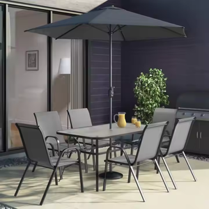 Ensemble de table à manger d'extérieur modulaire de luxe en acier inoxydable, résistant aux intempéries, avec armoire de rangement intégrée, de qualité supérieure - Product Image 1