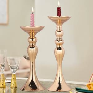 Petit bougeoir en métal à forte demande avec pilier de bougeoir en aluminium décoratif de jardin et de balcon plaqué de cuivre - Product Image 2