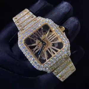 Montre de luxe pour homme en moissanite et diamant avec un mouvement à quartz de précision, boîtier carré en acier inoxydable de qualité supérieure de 5 mm - Product Image 4