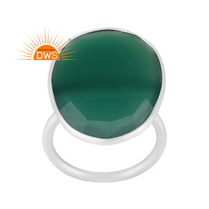 Best Selling Fine Sterling Silver Natural <b>Green</b> Onyx Gemstone Stackable Ring Jewelry Manufacturer - Product Image 1