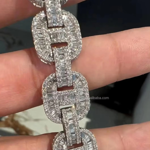 Hip Hop Sterling <b>Silver</b> Baguette Cut Moissanite Hologram Cuban Iced Bracelet for <b>Men</b> & Women-Anniversary Wedding Engagement Gift - Product Image 4