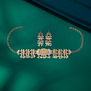 Impresionante y exclusiva colección de collar de Gargantilla oxidada impecable con dos tonos chapados - Product Image 5