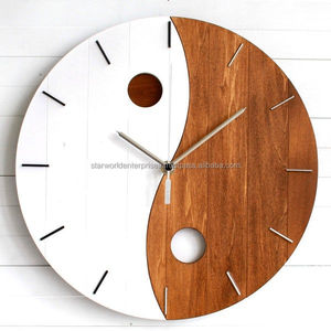 Horloge murale en bois d'acacia de qualité pour le salon, la chambre à coucher et le bureau. - Product Image 3