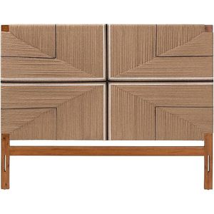 Cabecero Prita King hecho a mano con telar de papel y colección de muebles de madera de caoba para dormitorio - Product Image 2