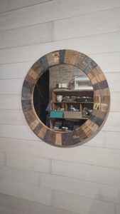 Espejo de mosaico de arcoíris Espejo redondo grande para decoración de pared Espejo de montaje en pared para dormitorio - Product Image 4