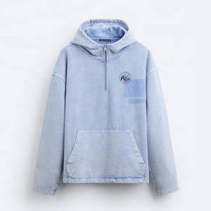 Sweat à capuche zippé quart de tour personnalisé en coton 100 % uni pour homme - Léger, respirant, écologique, idéal pour la course et l'entraînement en automne - Product Image 5