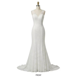 Robe de mariée élégante et antistatique pour femmes, tenue de soirée, longue traîne, en satin et polyester, avec bordure en dentelle - Product Image 1