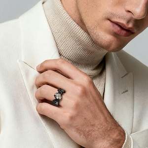Jeulia Gothic Black Bat Coffin Cut <b>Ring</b> for Men-Gold Plated Copper Eternity Inlay - Product Image 5