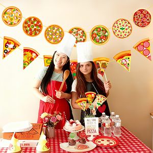 Spanduk pesta Pizza 2pcs, dekorasi pesta ulang tahun tema Pizza potongan Bannes untuk Pizza Pesta Ulang Tahun perlengkapan mandi bayi - Product Image 3
