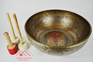 Cuencos cantores Acabado antiguo Diseño martillado Oem Cuenco cantador de metal Diseño de grabado Luna llena Artesanía de metal Elegante - Product Image 3