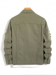 Veste en jean élégante et personnalisable pour homme, col montant, style sportif, jeans pour les activités de plein air - Product Image 2