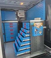 Système de rangement modulaire pour intérieur de fourgonnette OEM, 19 tiroirs, structure démontable, revêtement électrostatique en poudre pour une organisation optimale