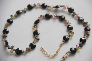 Collier Spinelle Noire Et Multi Tourmaline Plaqué Or En Argent Collier De Pierres Précieuses Pièce Ronde Briolette Perles Bijoux Faits À La Main - Product Image 3